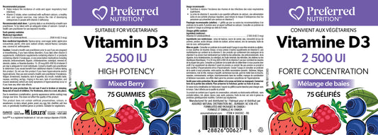 Vitamin D3 2500IU 75 gummies