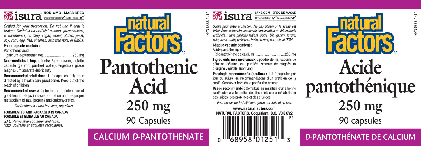 Pantothenic Acid 250mg 90caps