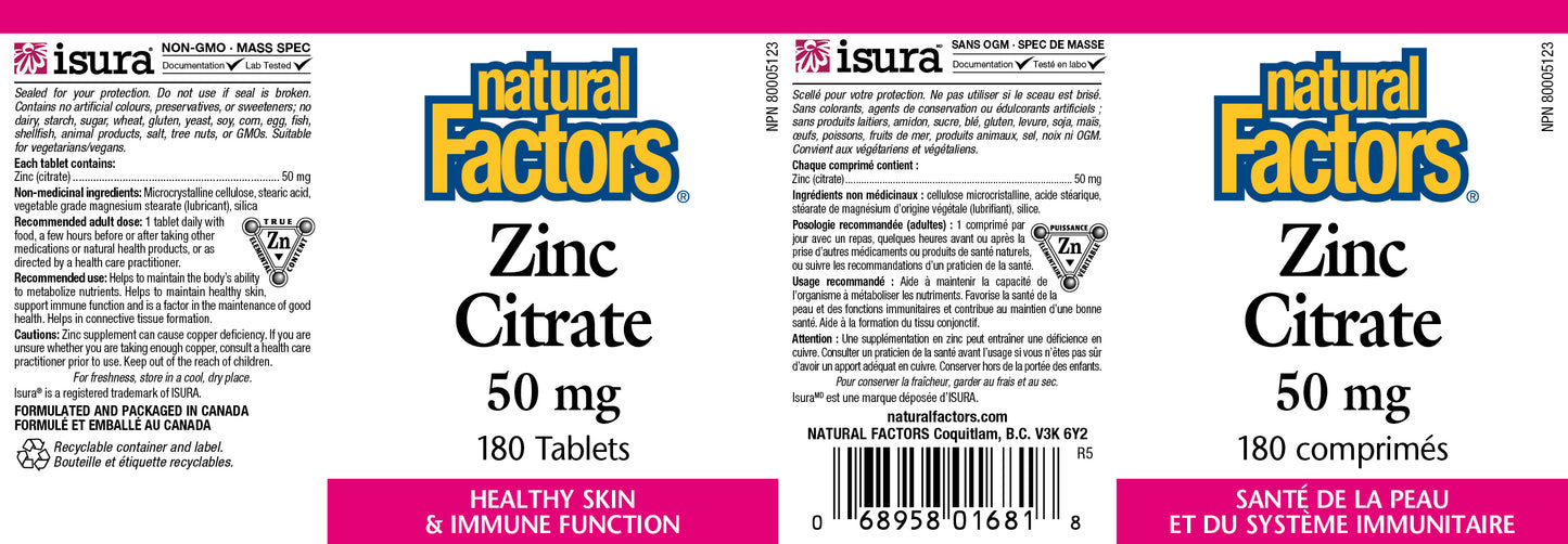 Zinc citrate 50 mg 180 tabs