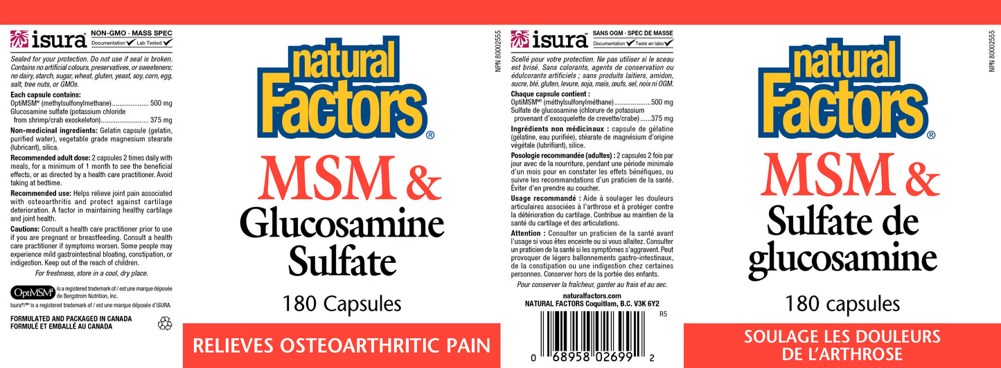 MSM & Glucosamine Sulfate 180caps