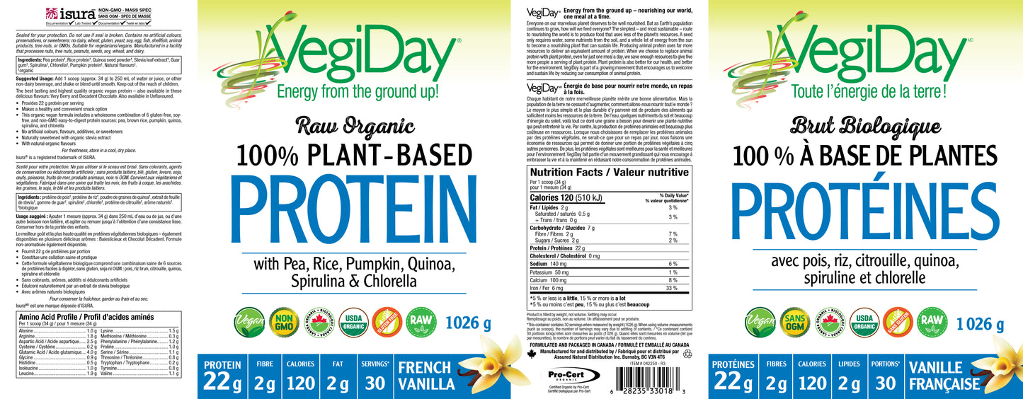 VegiDay Plant-Based Protein french vanilla 1.1kg