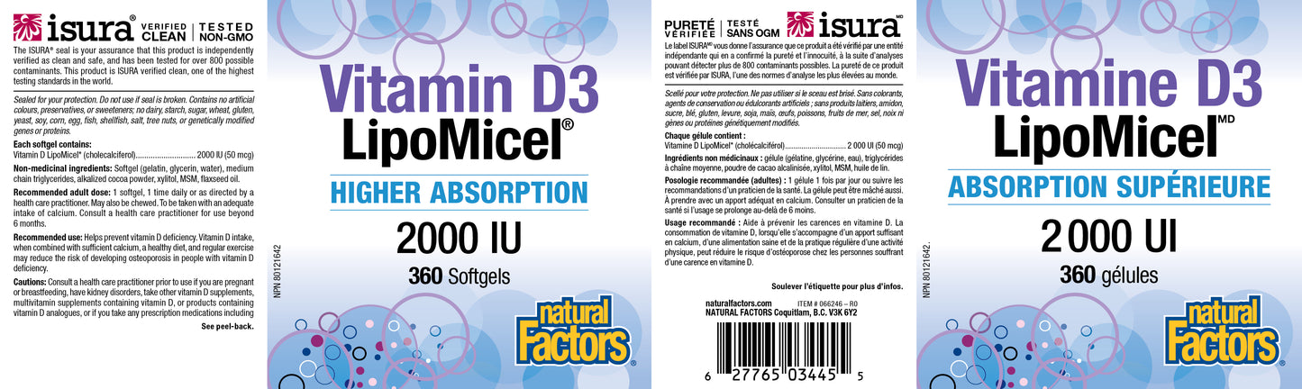 Vitamin D3 LipoMicel 2000IU 180gels