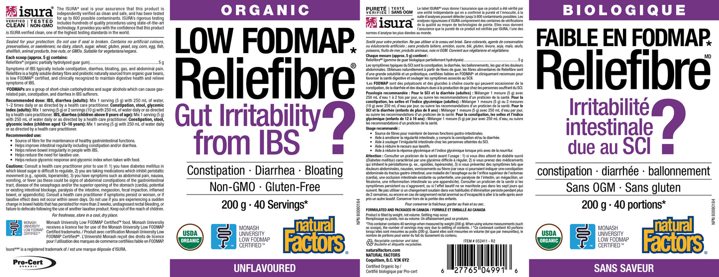 Low FODMAP Reliefibre 200g powder