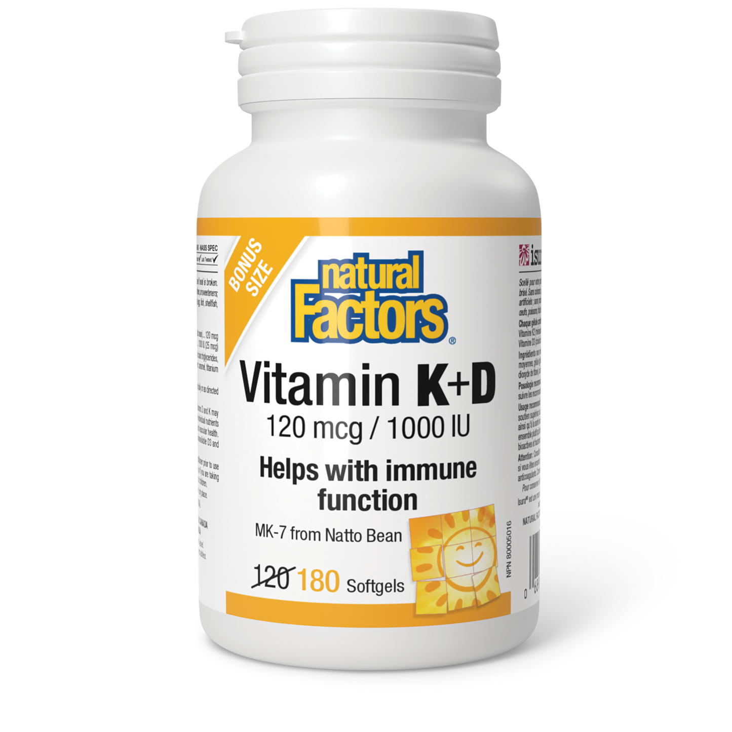 Vitamin K2 + D3 120mcg/1000IU 180gels